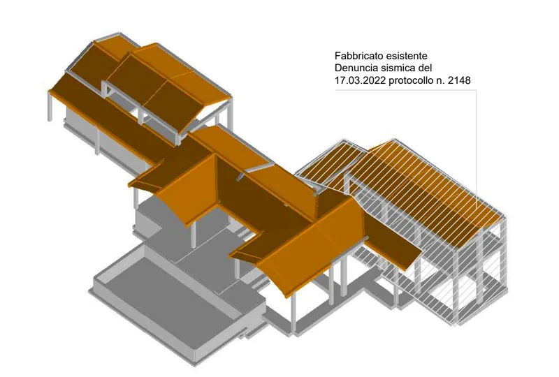 Modello strutturale tridimensionale estratto dalla tavola di progetto.